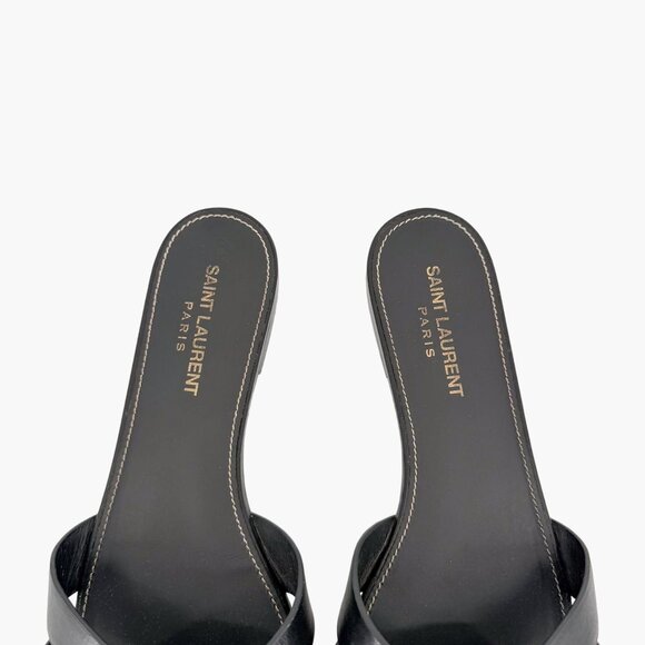 Saint Laurent Tribute Black Braided Leather Flat Slide Sandals Size 38.5 US 8.5 - Picture 5 of 15